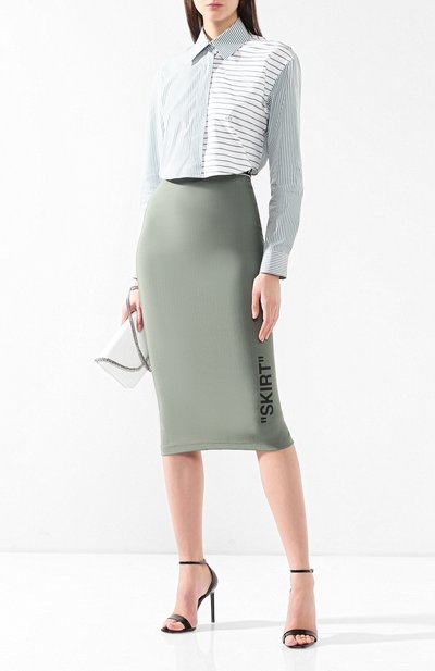 Юбка из вискозы OFF-WHITE хаки цвета по цене 34450 руб., арт. 0WCC065R19B780664310, фото 2 Юбка из вискозы OFF-WHITE, арт. 0WCC065R19B780664310, фото 2