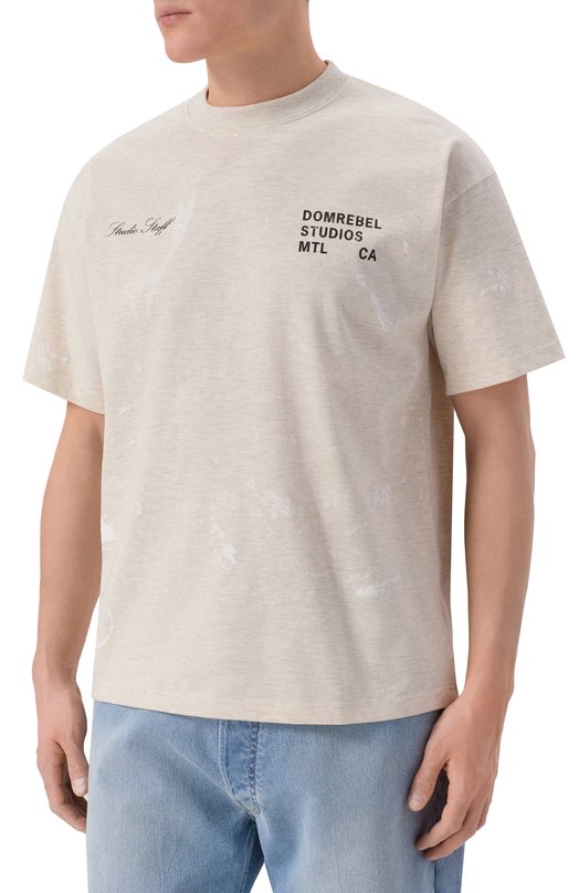 Хлопковая футболка DOMREBEL M STAFF/T-SHIRT Бежевый  M STAFF/T-SHIRT Фото 3