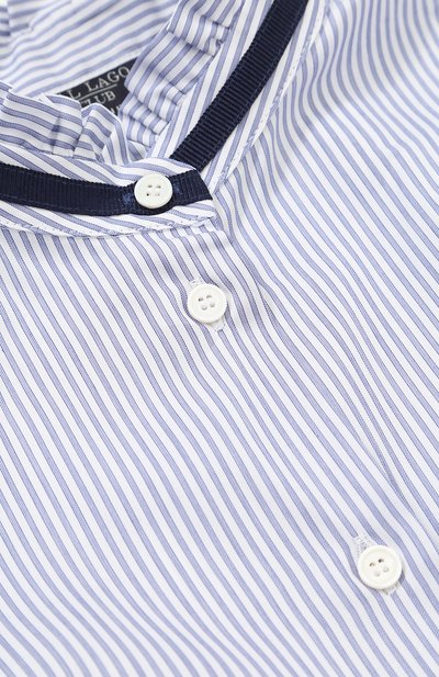 Хлопковая блуза с контрастной отделкой и оборками DAL LAGO синего цвета по цене 8820 руб., арт. R412G/8224/XS-L, фото 3 Хлопковая блуза с контрастной отделкой и оборками DAL LAGO, арт. R412G/8224/XS-L, фото 3