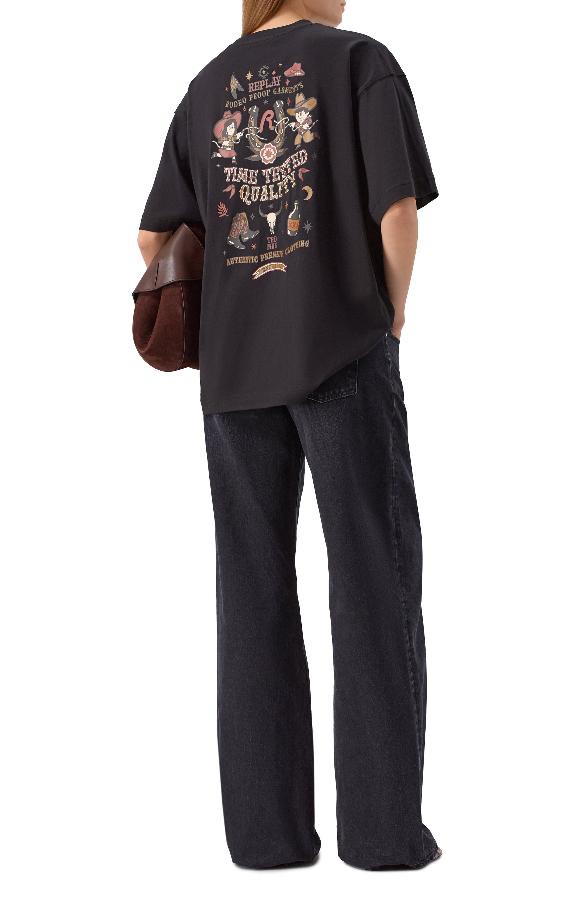 Хлопковая футболка REPLAY черного цвета по цене 8995 руб., арт. W3399E.000.22658P, фото 2 Хлопковая футболка REPLAY, арт. W3399E.000.22658P, фото 2