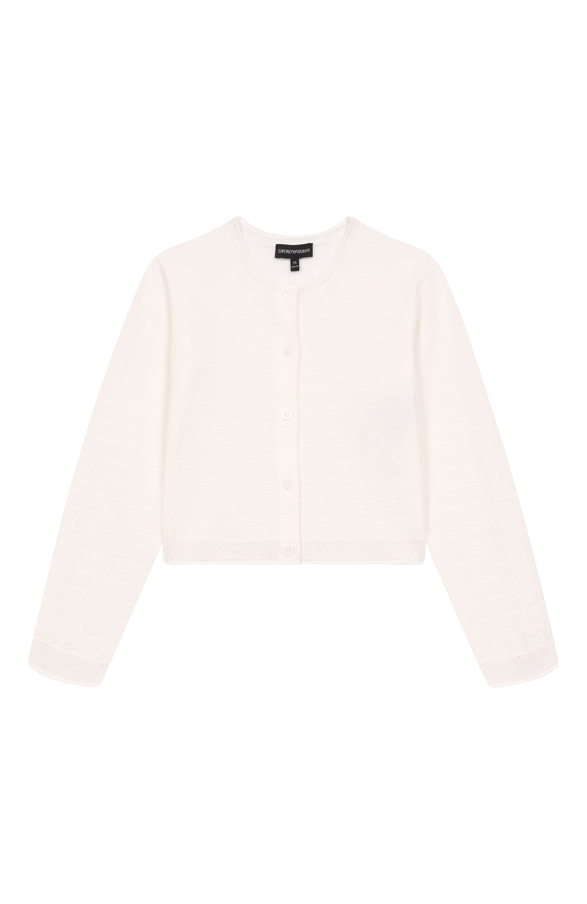 Кардиган из вискозы EMPORIO ARMANI молочного цвета по цене 17100 руб., арт. EG000180/AF14111, фото 1 Кардиган из вискозы EMPORIO ARMANI, арт. EG000180/AF14111, фото 1
