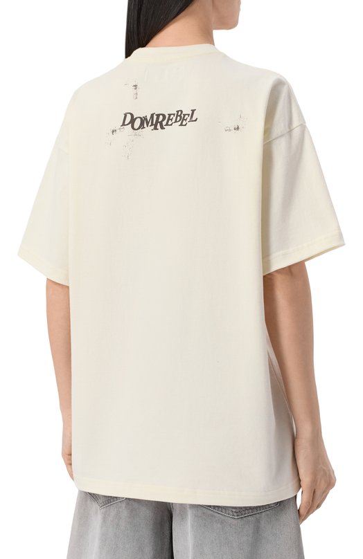 Хлопковая футболка DOMREBEL EYER0LL/T-SHIRT Кремовый  EYER0LL/T-SHIRT Фото 4