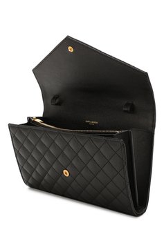 Женская сумка envelope SAINT LAURENT черного цвета, арт. 620280/B0W91 | Фото 4 (Сумки-технические: Сумки через плечо; Ремень/цепочка: На ремешке; Размер: small; Материал: Натуральная кожа; Материал сплава: Проставлено; Драгоценные камни: Проставлено)