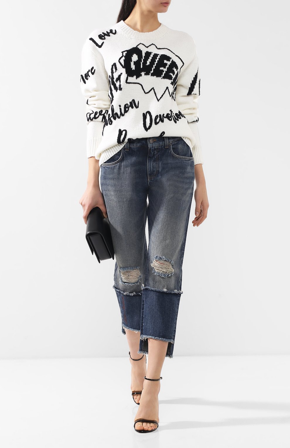 Укороченные джинсы прямого кроя с потертостями DOLCE & GABBANA, арт. FTA0PZ/G8V47, фото 2