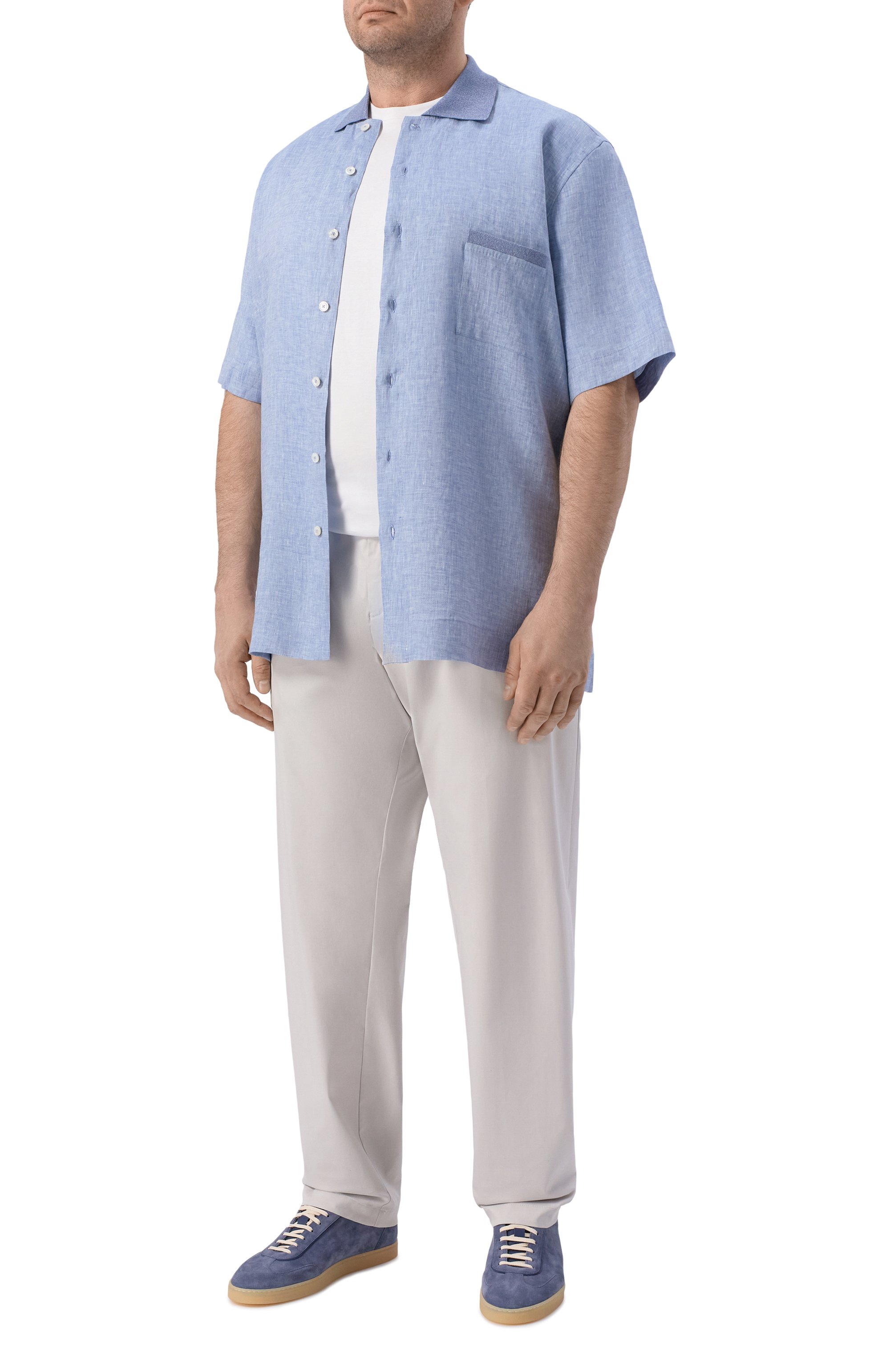 Льняная рубашка CORTIGIANI голубого цвета по цене 84150 руб., арт. 4AC612, фото 2 Льняная рубашка CORTIGIANI, арт. 4AC612, фото 2