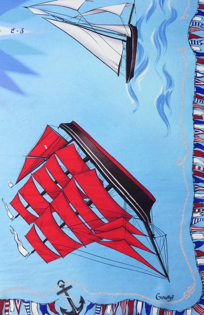 Шелковый платок алые паруса GOURJI, арт. 91120537/4451108, фото 4