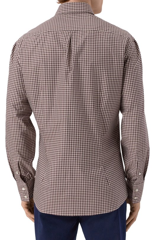 Хлопковая рубашка Brunello Cucinelli MY6471718 Коричневый  MY6471718 Фото 4