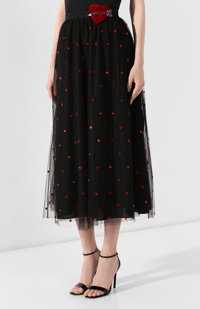 Юбка-миди REDVALENTINO черного цвета по цене 56800 руб., арт. SR3RA00J/4CN, фото 3 Юбка-миди REDVALENTINO, арт. SR3RA00J/4CN, фото 3