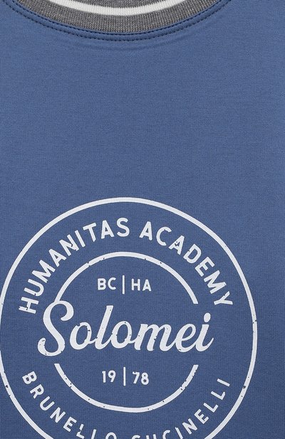 Хлопковый лонгслив BRUNELLO CUCINELLI синего цвета по цене 29700 руб., арт. B0T61T109C, фото 3 Хлопковый лонгслив BRUNELLO CUCINELLI, арт. B0T61T109C, фото 3