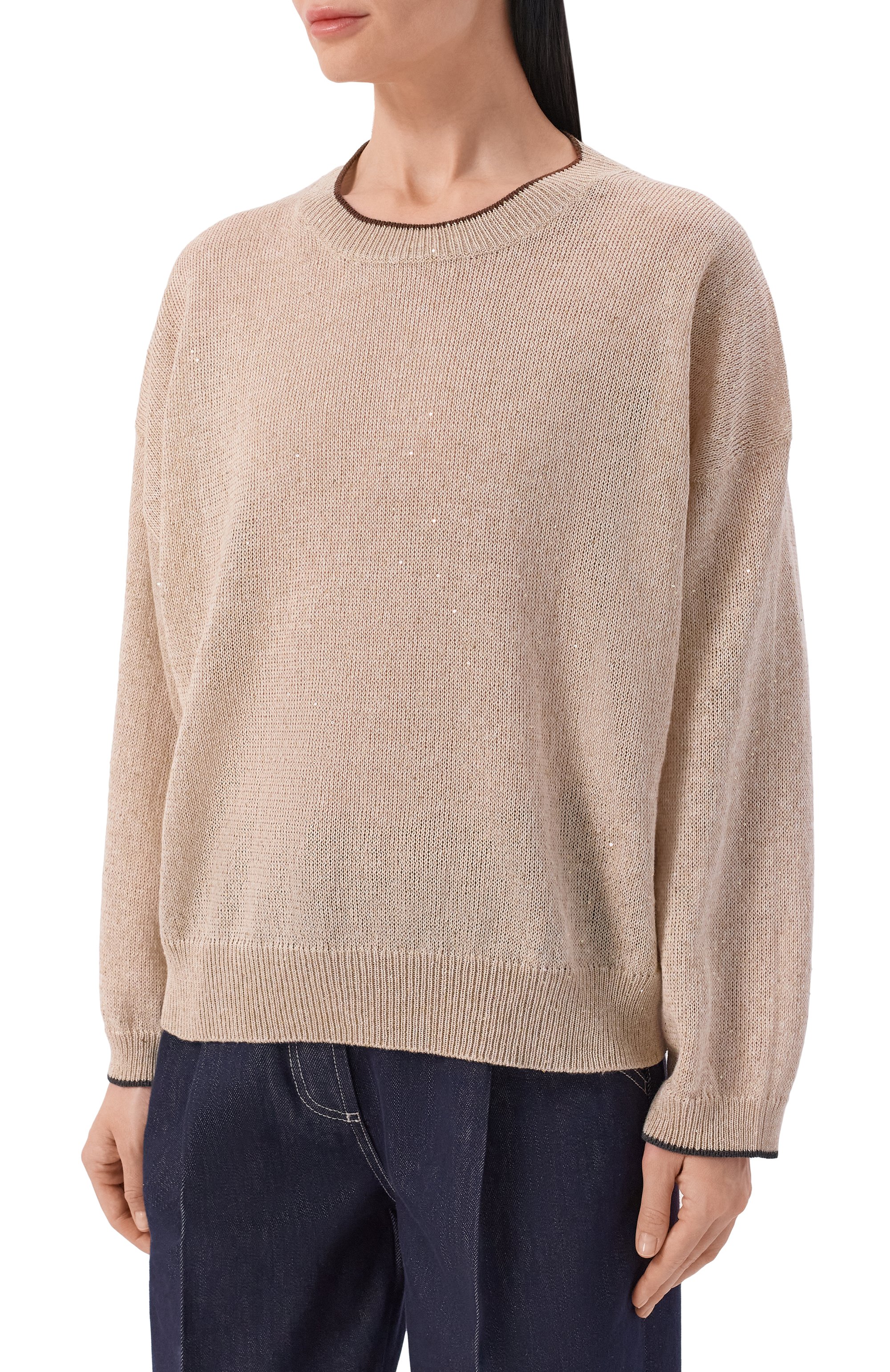 Льняной пуловер BRUNELLO CUCINELLI, арт. MDT796410, фото 3