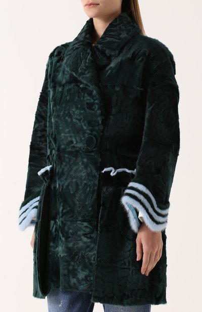 Шуба из каракуля с контрастной отделкой FENDI, арт. FNF70A/SDB, фото 3