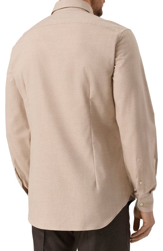 Рубашка из хлопка и кашемира Corneliani 26P156-2611629 Бежевый  26P156-2611629 Фото 4
