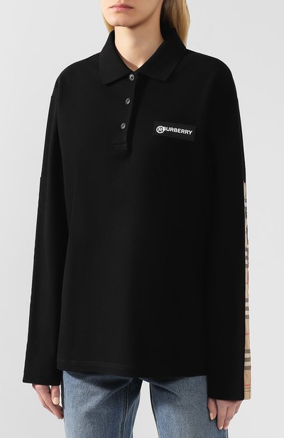 Хлопковое поло BURBERRY черного цвета по цене 66900 руб., арт. 8024542, фото 3 Хлопковое поло BURBERRY, арт. 8024542, фото 3