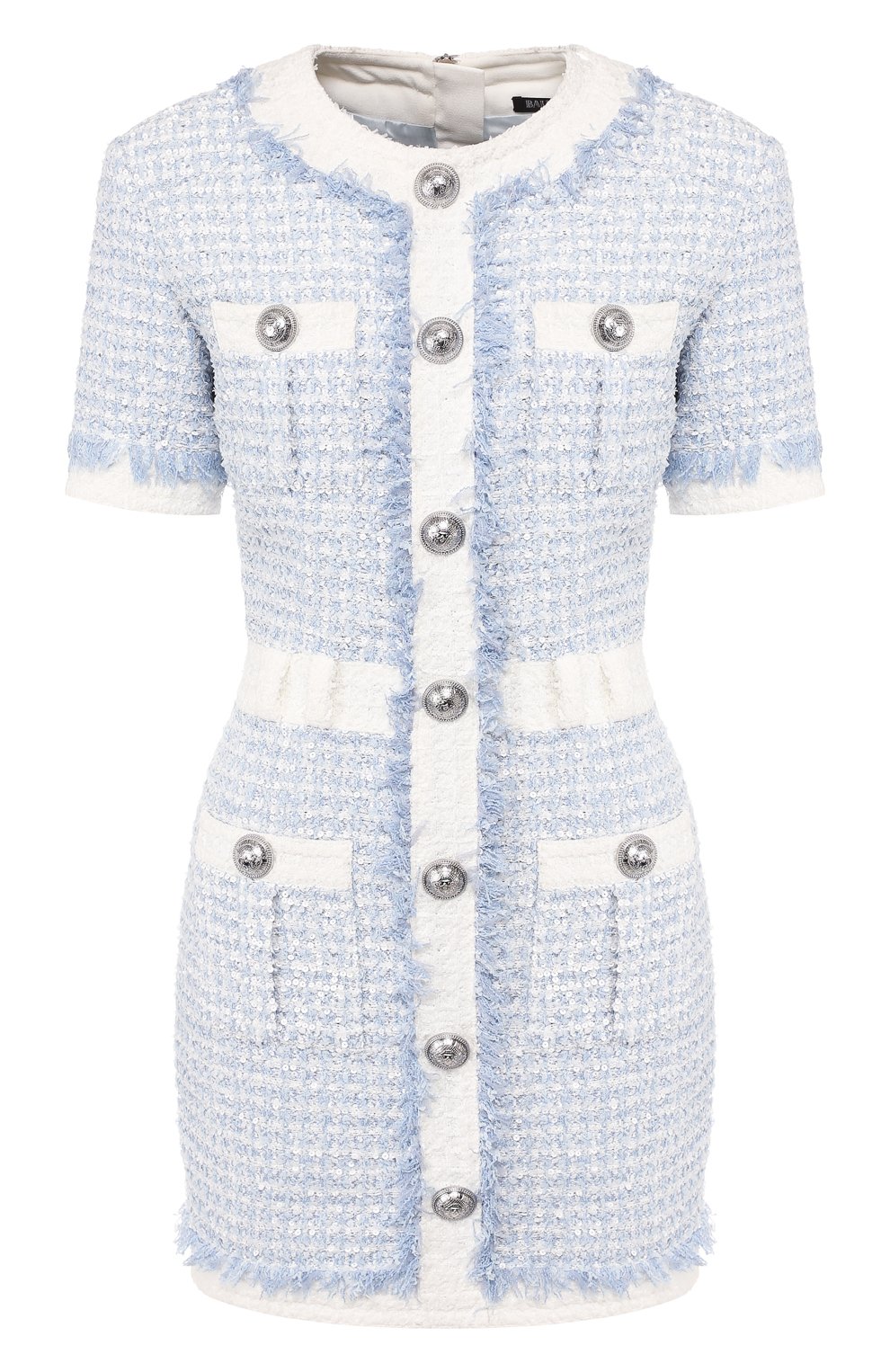 Платье BALMAIN голубого цвета по цене 322000 руб., арт. SF26150/C179, фото 1 Платье BALMAIN, арт. SF26150/C179, фото 1
