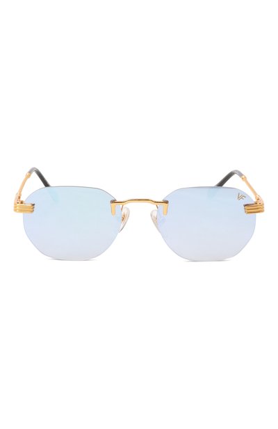 Солнцезащитные очки VINTAGE FRAMES голубого цвета по цене 34600 руб., арт. DETR0IT PLAYER 24KT G0LD/BR0WN, фото 4 Солнцезащитные очки VINTAGE FRAMES, арт. DETR0IT PLAYER 24KT G0LD/BR0WN, фото 4