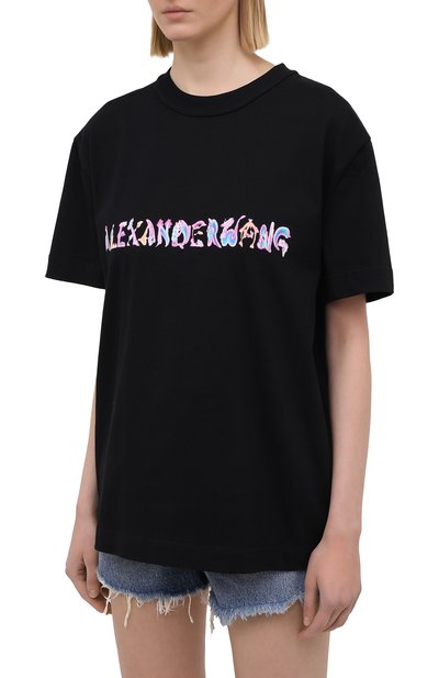 Хлопковая футболка ALEXANDER WANG черного цвета по цене 17350 руб., арт. UCC1211015, фото 3 Хлопковая футболка ALEXANDER WANG, арт. UCC1211015, фото 3