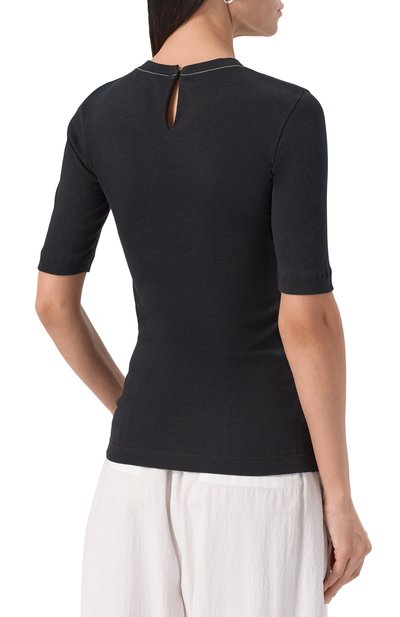 Хлопковая футболка BRUNELLO CUCINELLI черного цвета по цене 59050 руб., арт. MPTC8BJ310, фото 4 Хлопковая футболка BRUNELLO CUCINELLI, арт. MPTC8BJ310, фото 4