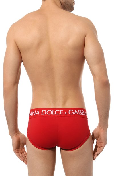 Хлопковые брифы DOLCE & GABBANA красного цвета по цене 7370 руб., арт. M3E04J/FUEB0, фото 3 Хлопковые брифы DOLCE & GABBANA, арт. M3E04J/FUEB0, фото 3