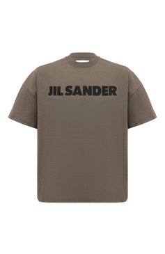 Мужская хлопковая футболка JIL SANDER хаки цвета, арт. J21GC0001/J20215 | Фото 1 (Рукава: Короткие; Длина (для топов): Стандартные; Принт: С принтом; Материал сплава: Проставлено; Стили: Милитари, Кэжуэл; Материал внешний: Хлопок; Драгоценные камни: Проставлено)