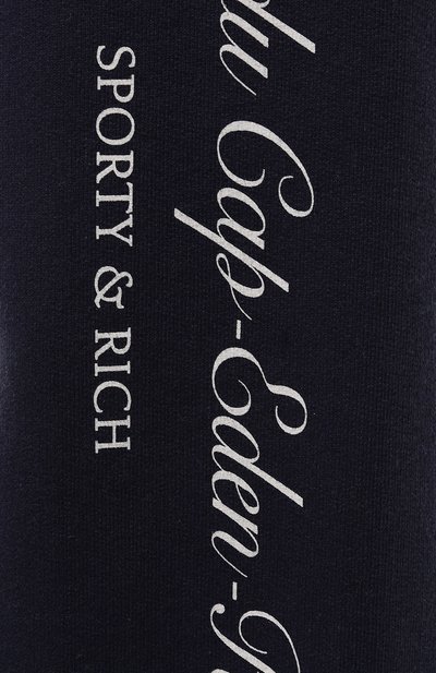 Хлопковые джоггеры sporty & rich х hotel du cap-eden-roc SPORTY AND RICH темно-синего цвета по цене 22650 руб., арт. PA036501651BL32, фото 5 Хлопковые джоггеры sporty & rich х hotel du cap-eden-roc SPORTY AND RICH, арт. PA036501651BL32, фото 5