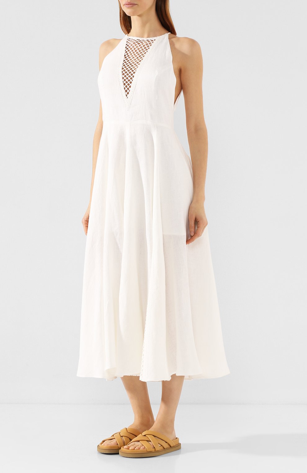 Льняное платье A MERE CO белого цвета по цене 59950 руб., арт. AMC-R20-G3-33, фото 3 Льняное платье A MERE CO, арт. AMC-R20-G3-33, фото 3