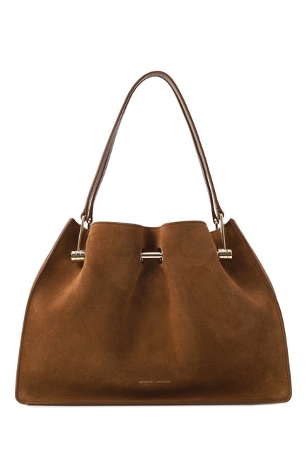 Женская сумка GIORGIO ARMANI коричневого цвета, арт. GW000836/AF14186 | Фото 1 (Размер: medium; Материал: Натуральная кожа; Материал сплава: Проставлено; Драгоценные камни: Проставлено)