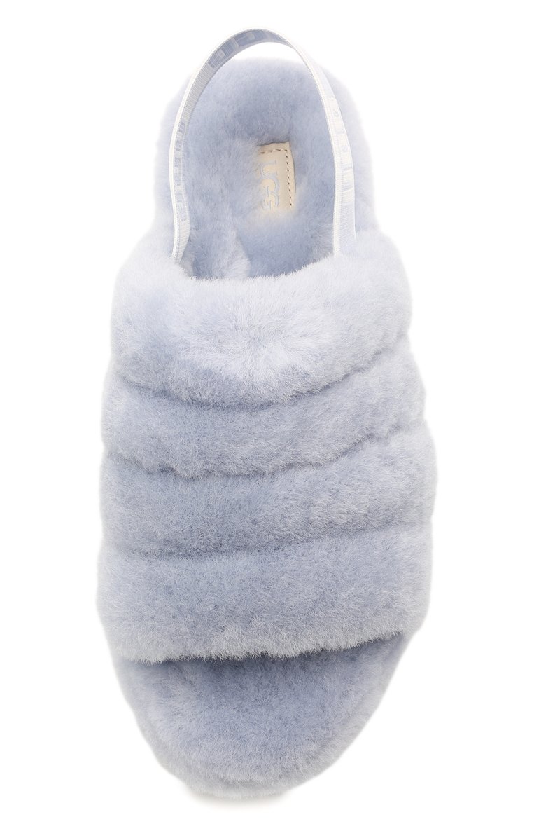 Женского домашние туфли fluff yeah slide UGG голубого цвета, арт. 1095119_FHA | Фото 5 (Подошва: Платформа; Материал внешний: Кожа; Региональные ограничения белый список (Axapta Mercury): Не проставлено; Женское Кросс-КТ: тапочки-домашняя обувь; Материал сплава: Проставлено; Драгоценные камни: Проставлено)