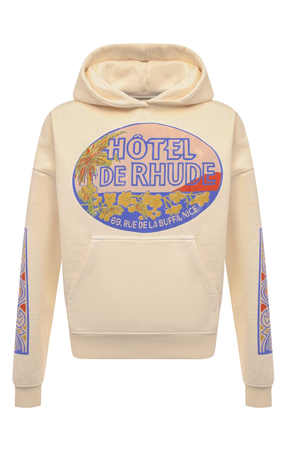 Хлопковое худи RHUDE кремового цвета по цене 98550 руб., арт. RHPS24H003012611, фото 1 Хлопковое худи RHUDE, арт. RHPS24H003012611, фото 1