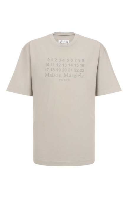 Мужская хлопковая футболка MAISON MARGIELA серого цвета, арт. S50GC0716/S24567 | Фото 1 (Драгоценные камни: Проставлено; Длина (для топов): Удлиненные; Материал сплава: Проставлено; Рукава: 3/4; Материал внешний: Хлопок)