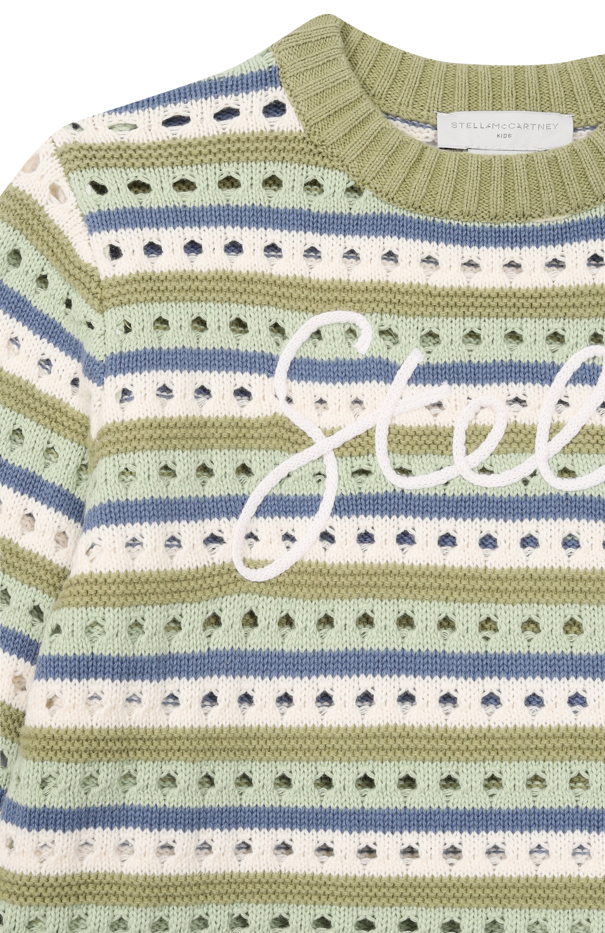 Хлопковый пуловер STELLA MCCARTNEY светло-зеленого цвета по цене 23800 руб., арт. TY9A40, фото 3 Хлопковый пуловер STELLA MCCARTNEY, арт. TY9A40, фото 3