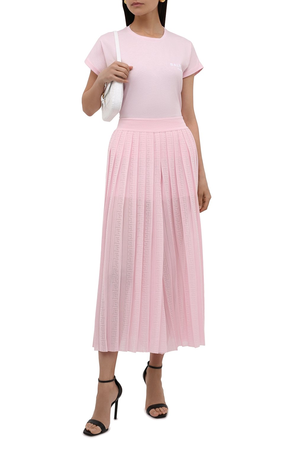 Хлопковая футболка BALMAIN светло-розового цвета по цене 32950 руб., арт. WF1EF010/B013, фото 2 Хлопковая футболка BALMAIN, арт. WF1EF010/B013, фото 2