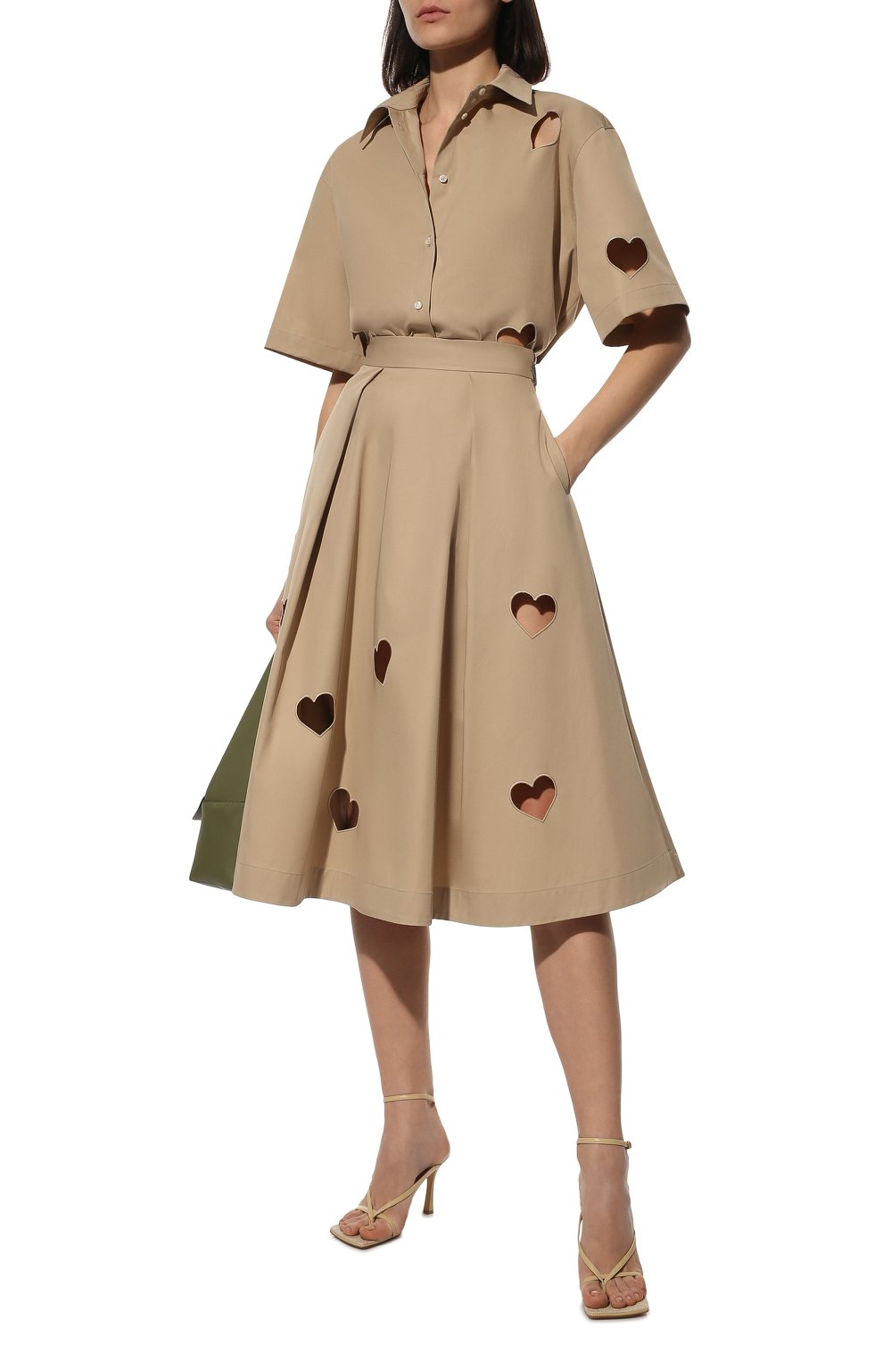 Хлопковая юбка MSGM бежевого цвета по цене 53800 руб., арт. 3241MDD24 227106, фото 2 Хлопковая юбка MSGM, арт. 3241MDD24 227106, фото 2