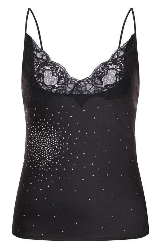 Атласный топ с отделкой стразами Giuseppe di Morabito 05FWT0344YC 05300 Чёрный 05FWT0344YC 05300