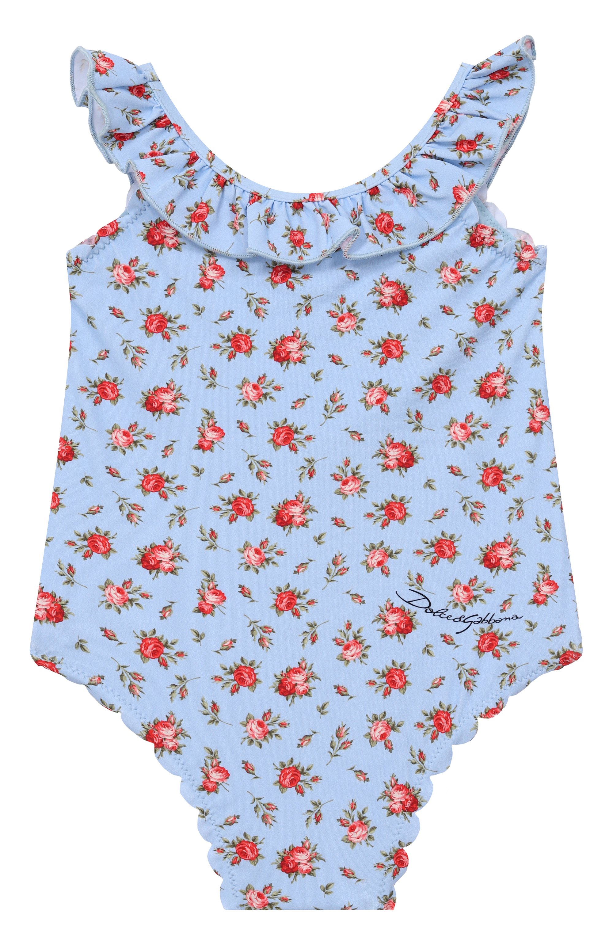 Слитный купальник DOLCE & GABBANA голубого цвета по цене 23600 руб., арт. L2J871/0N0D8, фото 1 Слитный купальник DOLCE & GABBANA, арт. L2J871/0N0D8, фото 1