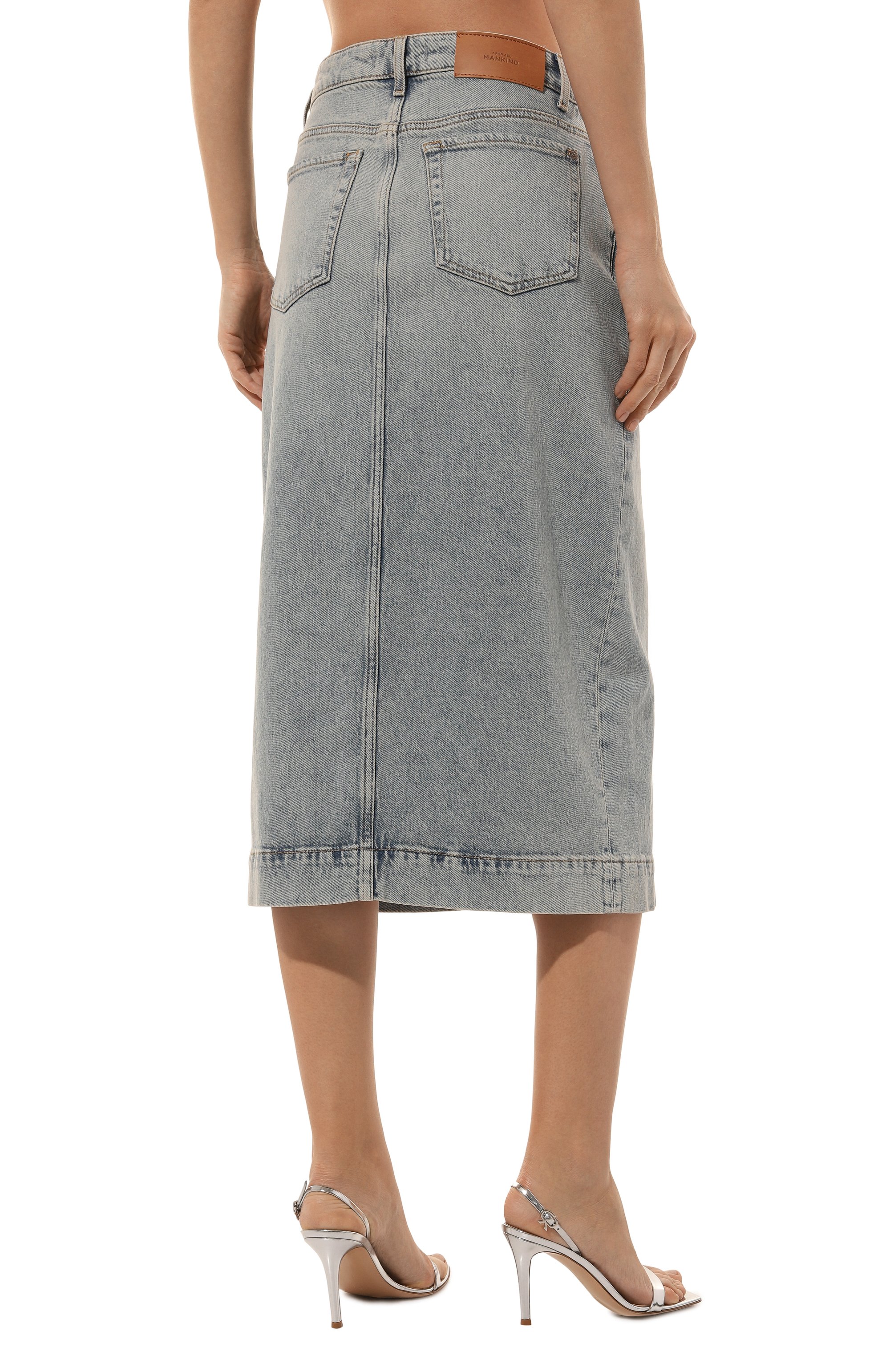 Джинсовая юбка 7 FOR ALL MANKIND голубого цвета по цене 22150 руб., арт. JSTIC650SH, фото 4 Джинсовая юбка 7 FOR ALL MANKIND, арт. JSTIC650SH, фото 4