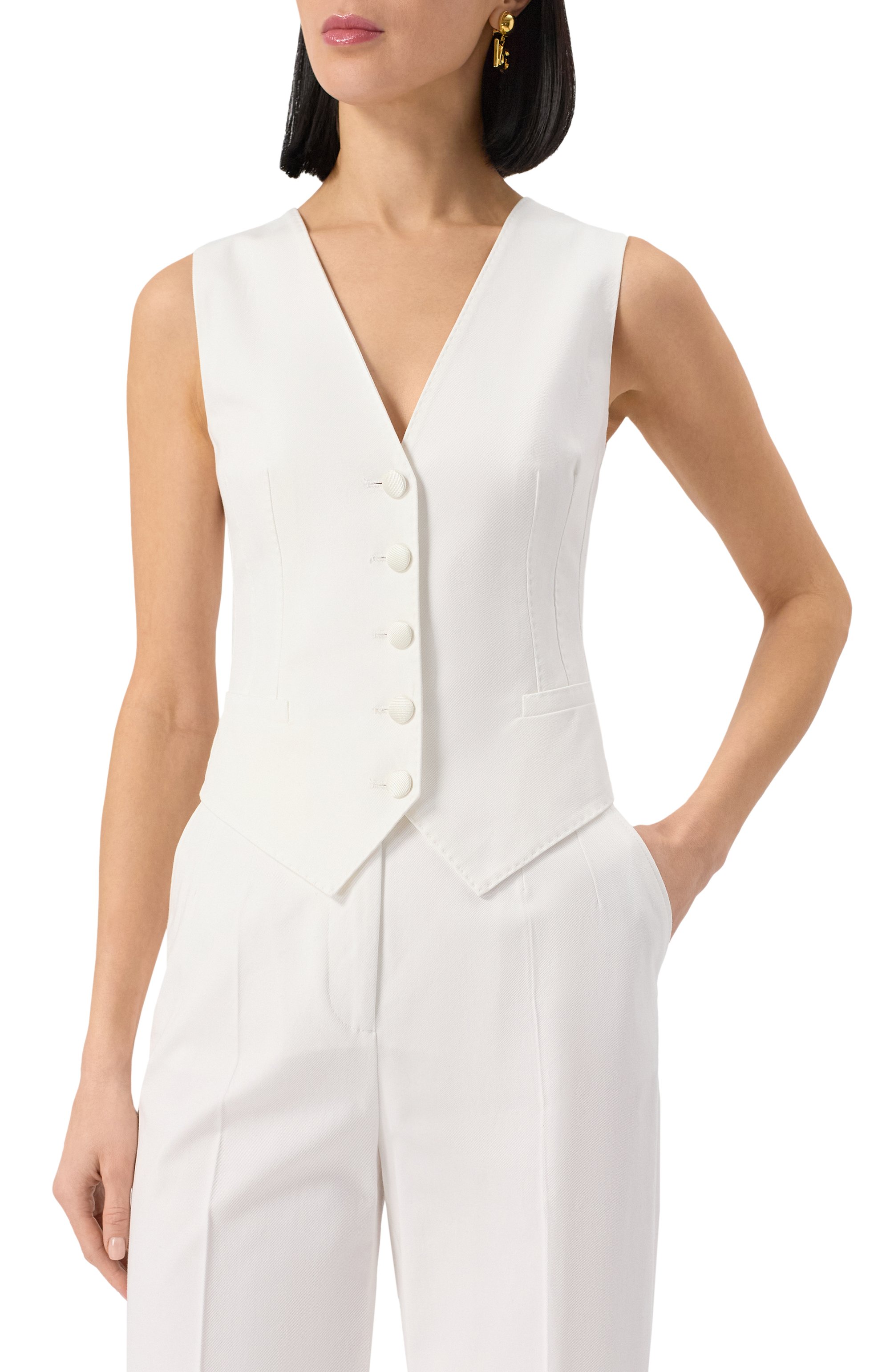 Жилет из хлопка и шелка DOLCE & GABBANA белого цвета по цене 94600 руб., арт. F79H5T/GDCDD, фото 3 Жилет из хлопка и шелка DOLCE & GABBANA, арт. F79H5T/GDCDD, фото 3