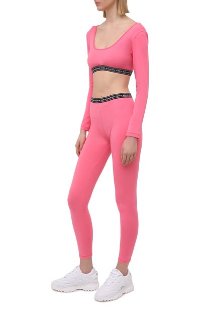 Хлопковые легинсы BALMAIN кораллового цвета по цене 25400 руб., арт. BPN095140, фото 2 Хлопковые легинсы BALMAIN, арт. BPN095140, фото 2
