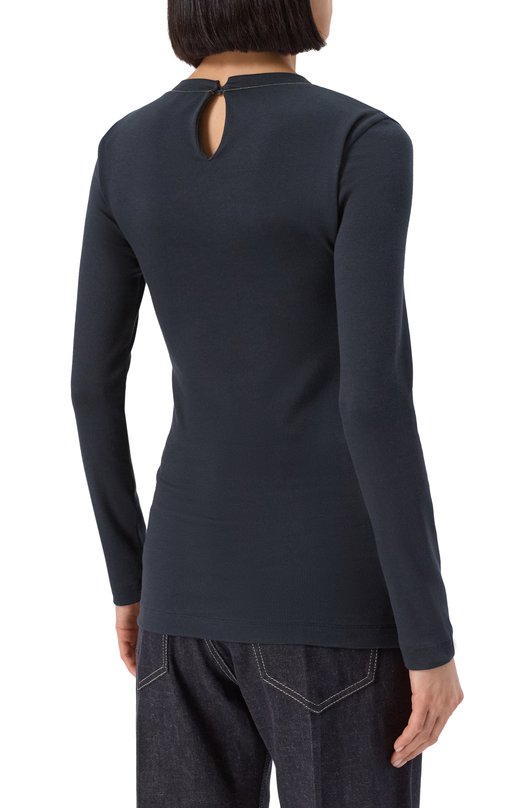 Хлопковый лонгслив Brunello Cucinelli MPTC8BJ300 Синий  MPTC8BJ300 Фото 4