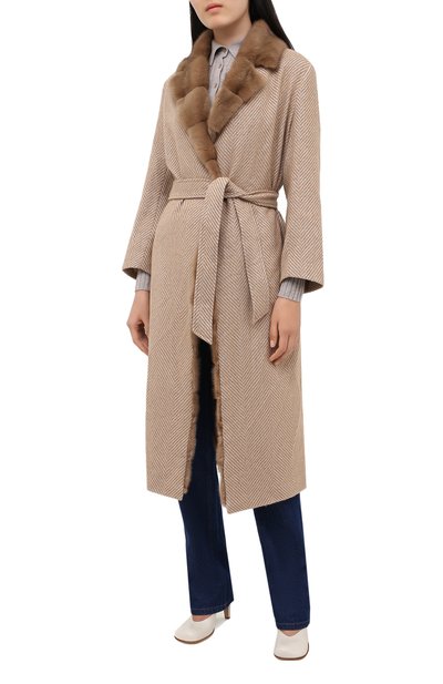 Шерстяное пальто с меховой отделкой SIMONETTA RAVIZZA, арт. ELLEN3/SS509, фото 3