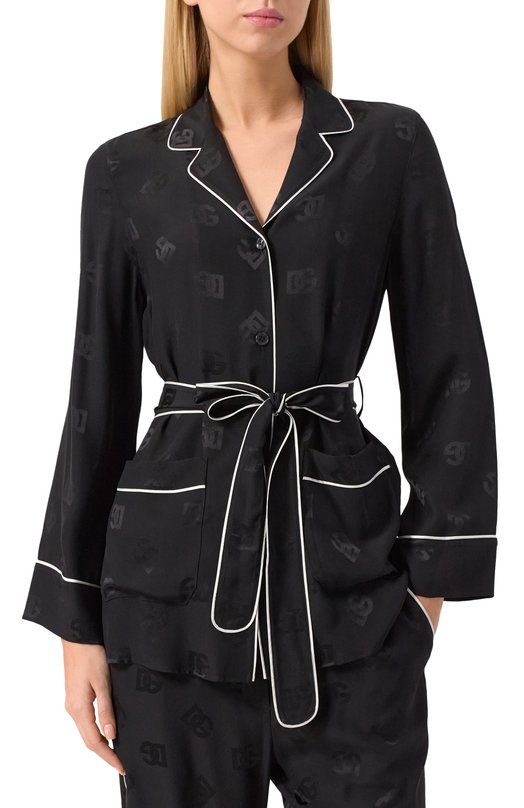 Шелковая блузка Dolce & Gabbana F5I89T/FJ1J0 Чёрный  F5I89T/FJ1J0 Фото 3