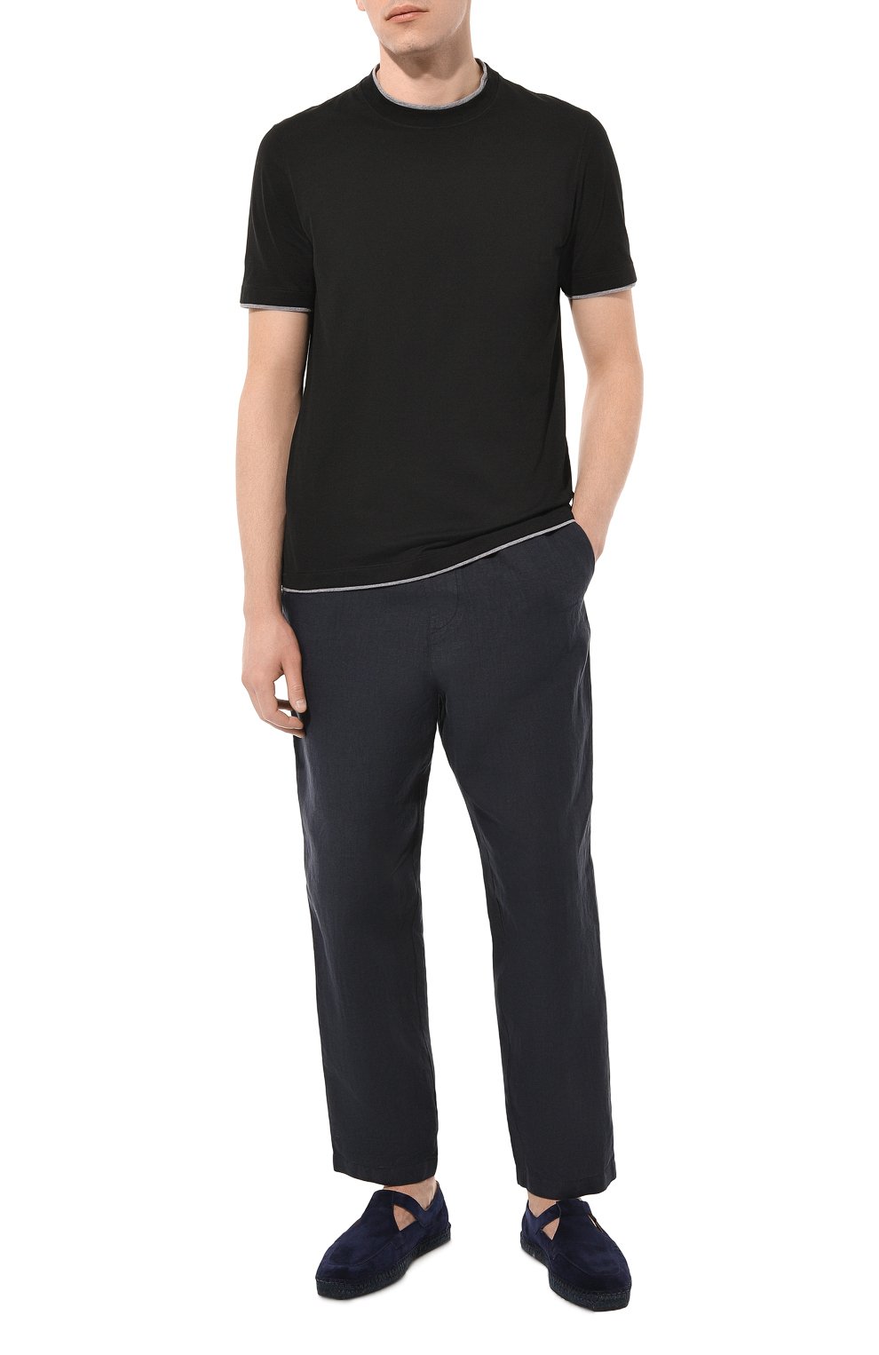 Льняные брюки 120% LINO темно-синего цвета по цене 34400 руб., арт. Y0M29CK/0000253/000, фото 2 Льняные брюки 120% LINO, арт. Y0M29CK/0000253/000, фото 2