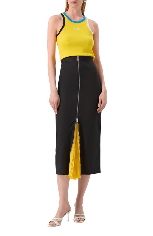 Хлопковая майка MSGM 3841MDT76/257120 Жёлтый  3841MDT76/257120 Фото 2