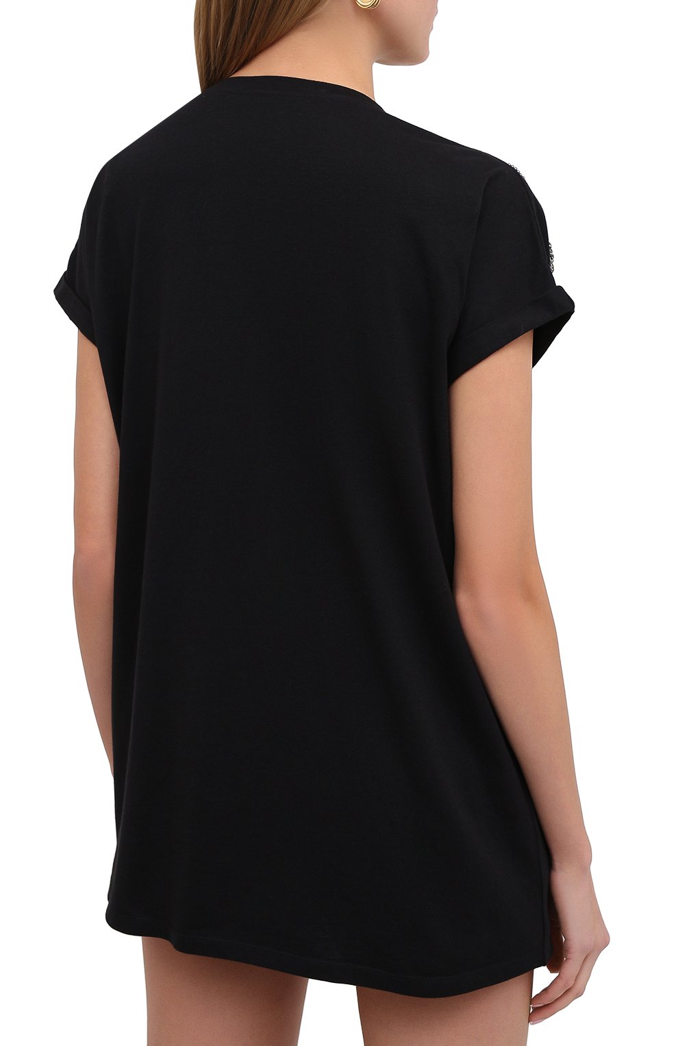 Хлопковая футболка BALMAIN черного цвета по цене 106500 руб., арт. UF11351/P049, фото 5 Хлопковая футболка BALMAIN, арт. UF11351/P049, фото 5