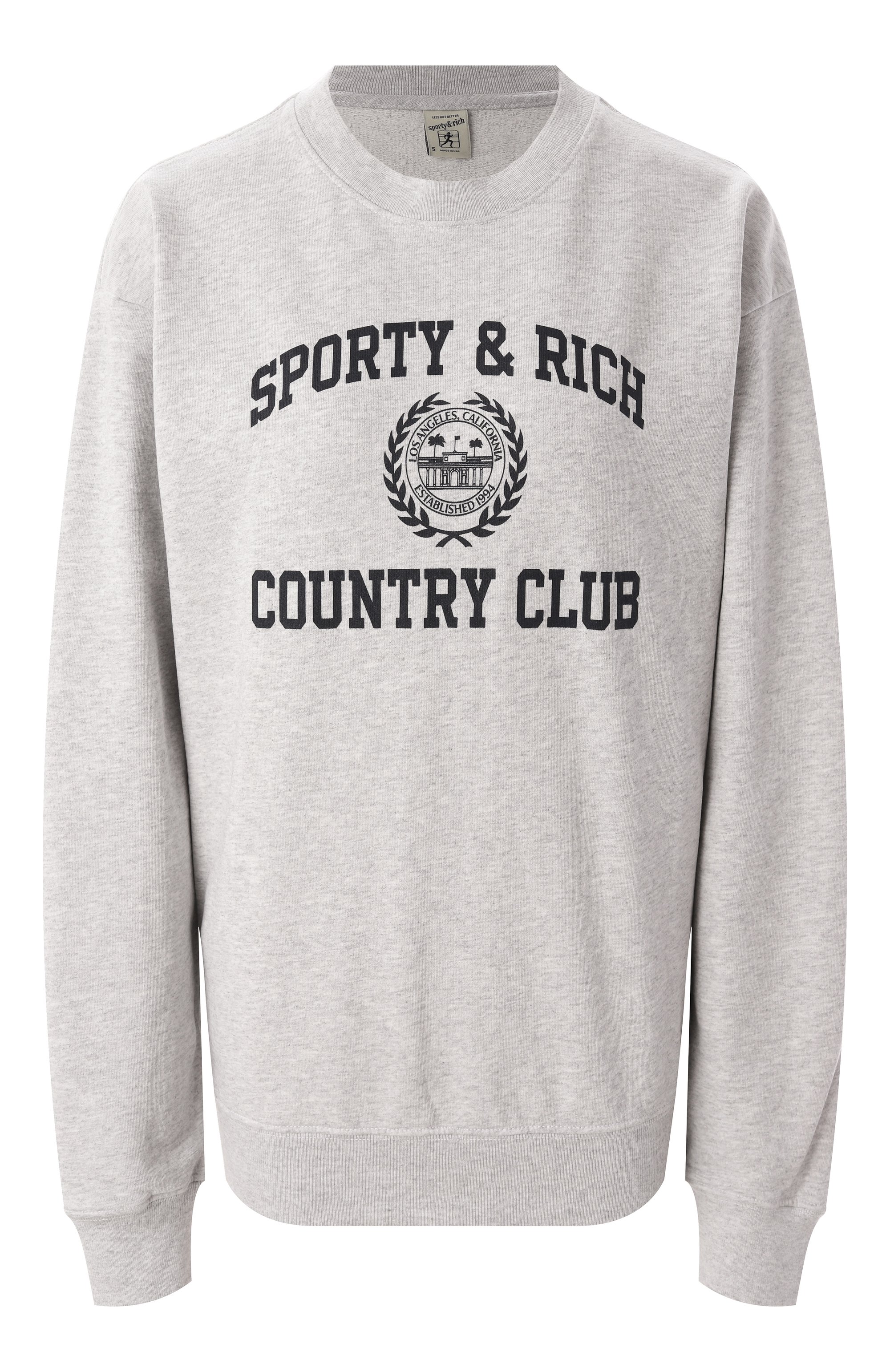 Хлопковый свитшот SPORTY AND RICH серого цвета по цене 22650 руб., арт. ST071516218GY03, фото 1 Хлопковый свитшот SPORTY AND RICH, арт. ST071516218GY03, фото 1