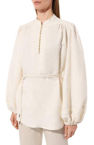Блузка изо льна и вискозы OLOLOL кремового цвета по цене 39000 руб., арт. OLBL021/9122.101/S23, фото 3 Блузка изо льна и вискозы OLOLOL, арт. OLBL021/9122.101/S23, фото 3
