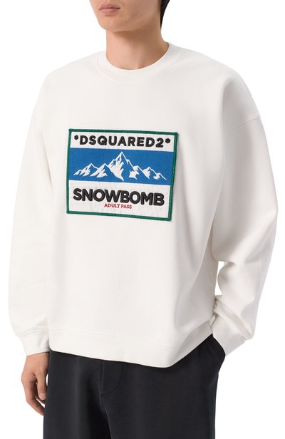 Хлопковый свитшот DSQUARED2 белого цвета по цене 54450 руб., арт. S71GU0789/D25029, фото 3 Хлопковый свитшот DSQUARED2, арт. S71GU0789/D25029, фото 3