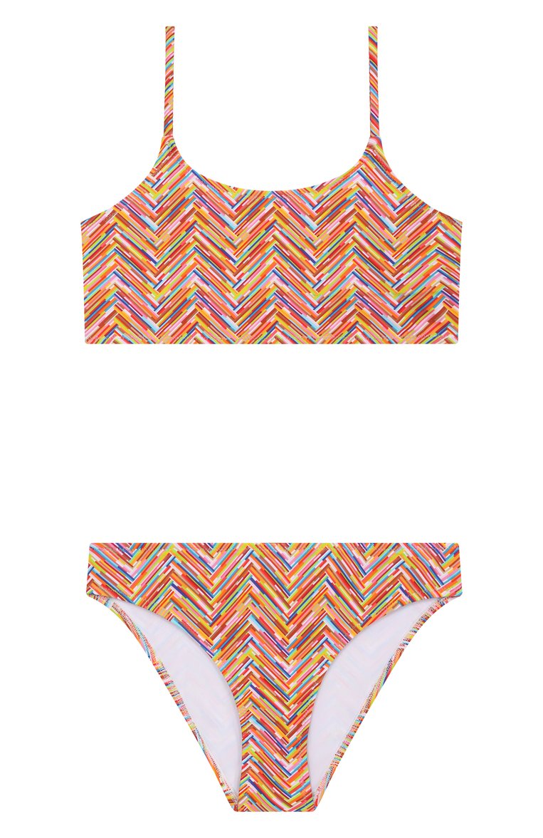 Детского раздельный купальник MISSONI разноцветного цвета, арт. MWCA19/Z2889/12-16 | Фото 1 (Нос: Не проставлено; Девочки Кросс-КТ: Купальники-пляж; Принт: С принтом; Материал внешний: Синтетический материал; Ростовка одежда: 12 лет | 152 см, 13 - 15 лет | 158 см)