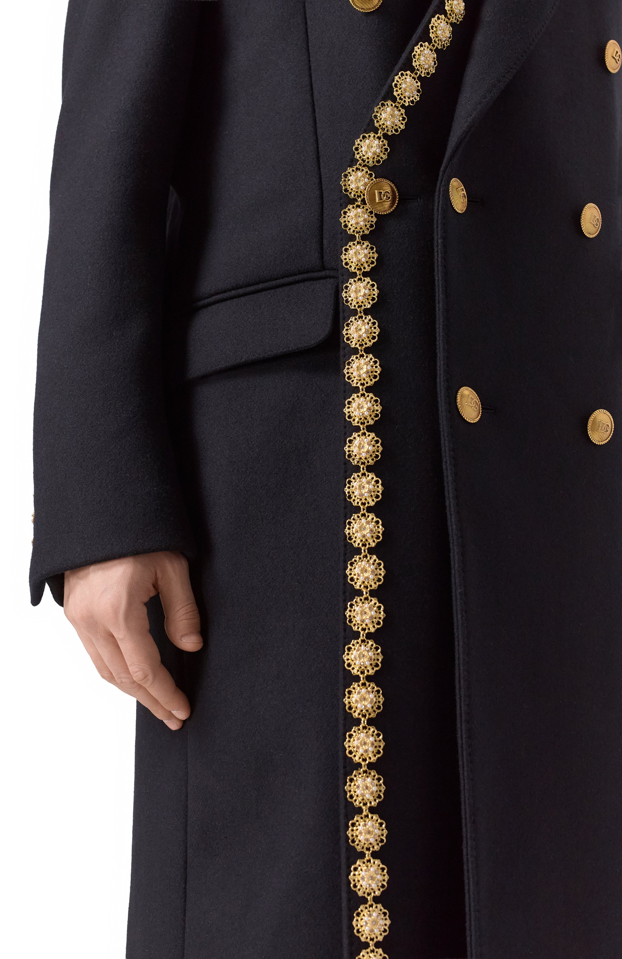 Шерстяное пальто DOLCE & GABBANA черного цвета по цене 975000 руб., арт. G053AZ/FU283, фото 5 Шерстяное пальто DOLCE & GABBANA, арт. G053AZ/FU283, фото 5