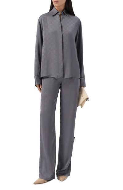 Атласные брюки OFF-WHITE темно-серого цвета по цене 99500 руб., арт. 2FH00526B, фото 2 Атласные брюки OFF-WHITE, арт. 2FH00526B, фото 2