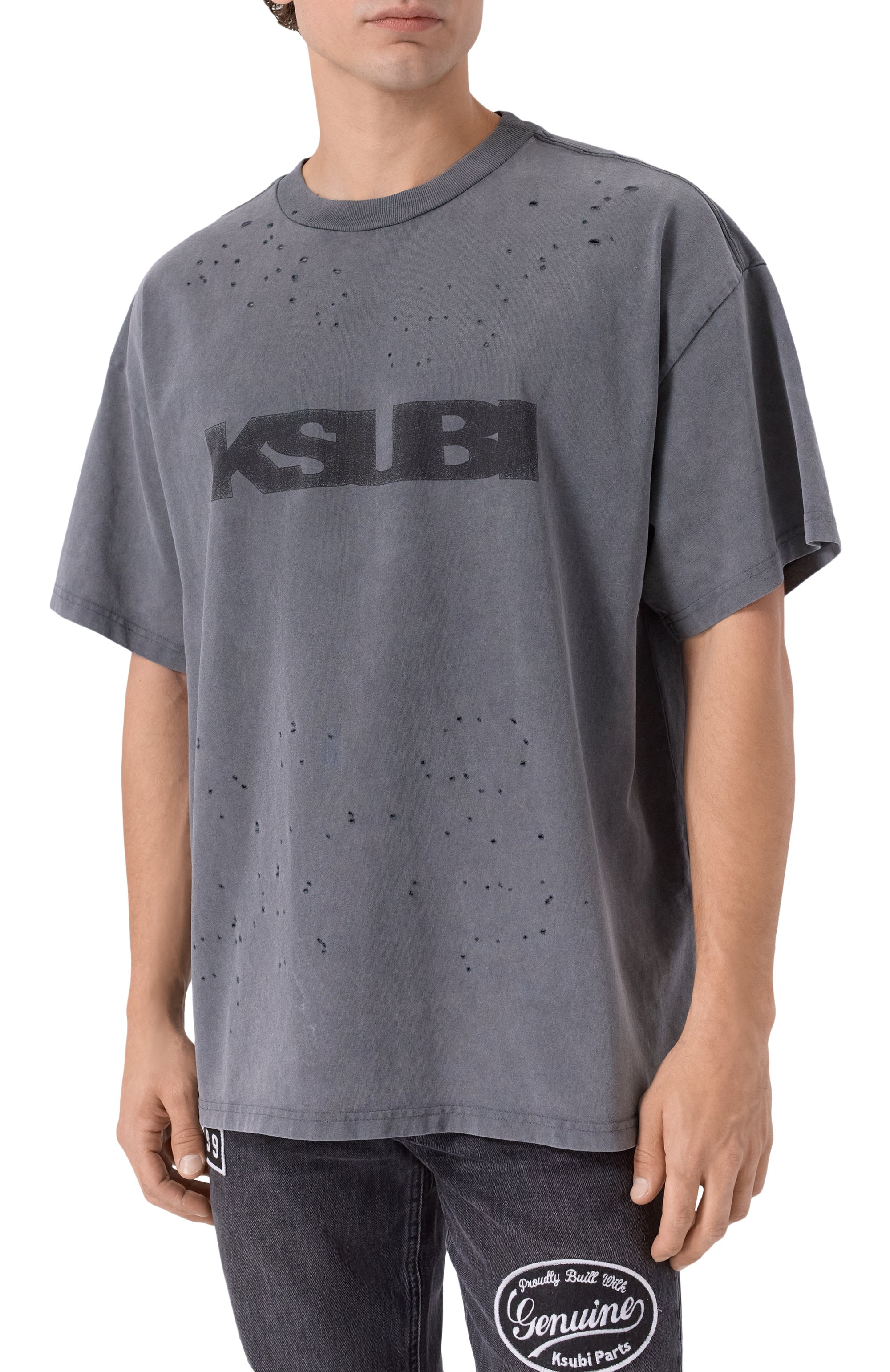 Хлопковая футболка KSUBI серого цвета по цене 18600 руб., арт. MPF25TE025, фото 3 Хлопковая футболка KSUBI, арт. MPF25TE025, фото 3
